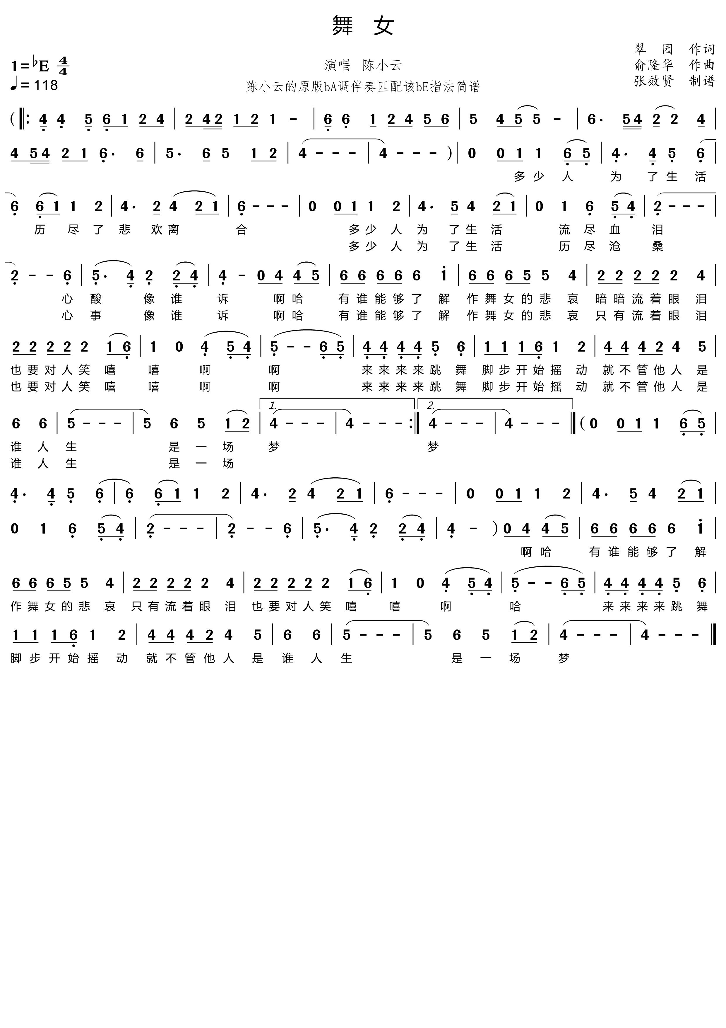 薩克斯舞女簡譜