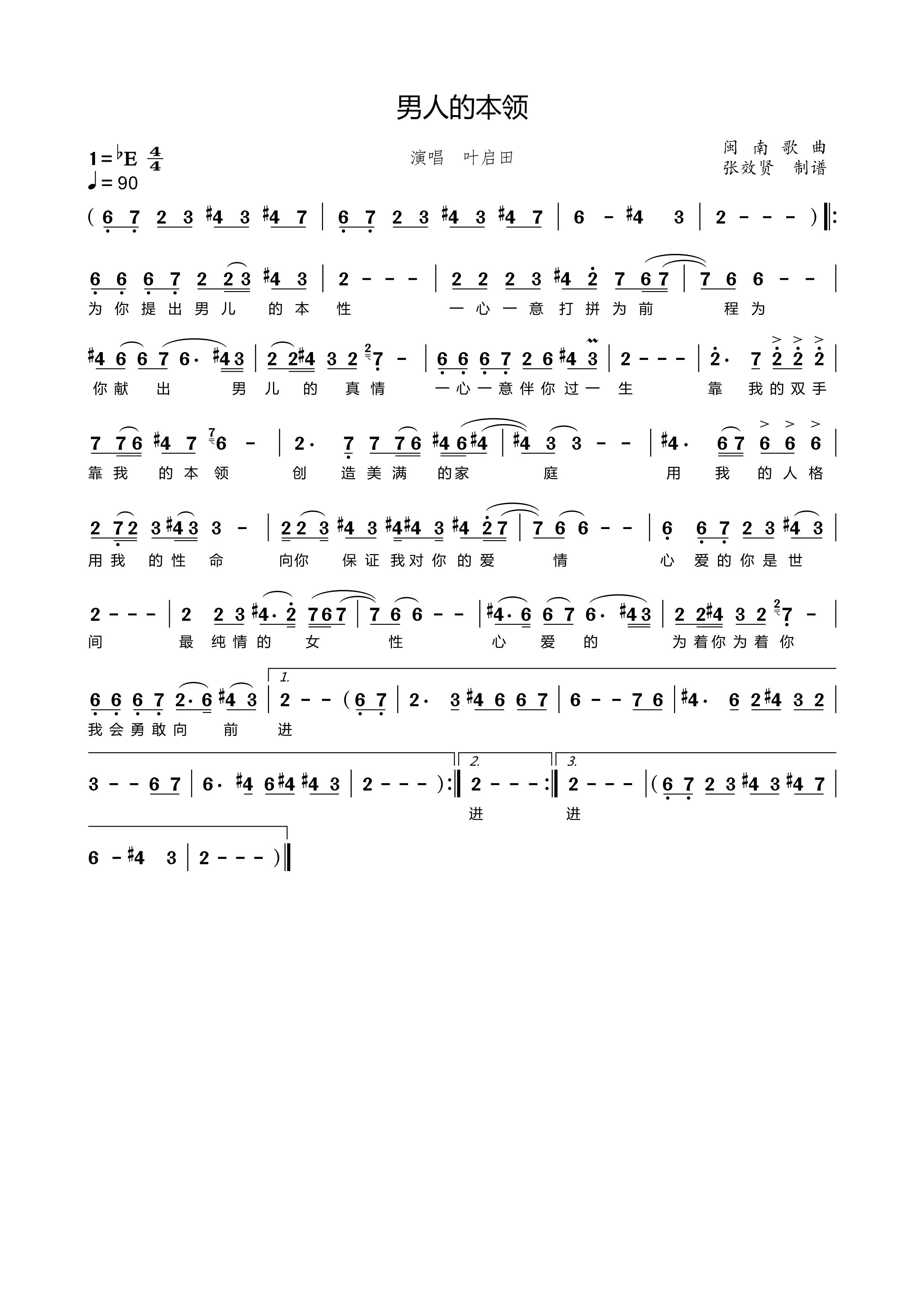 薩克斯 男性的本領(lǐng) 簡譜